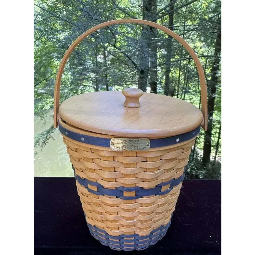 Longaberger J.W. Collection Miniature Banker's Waste Basket 2001 Edition